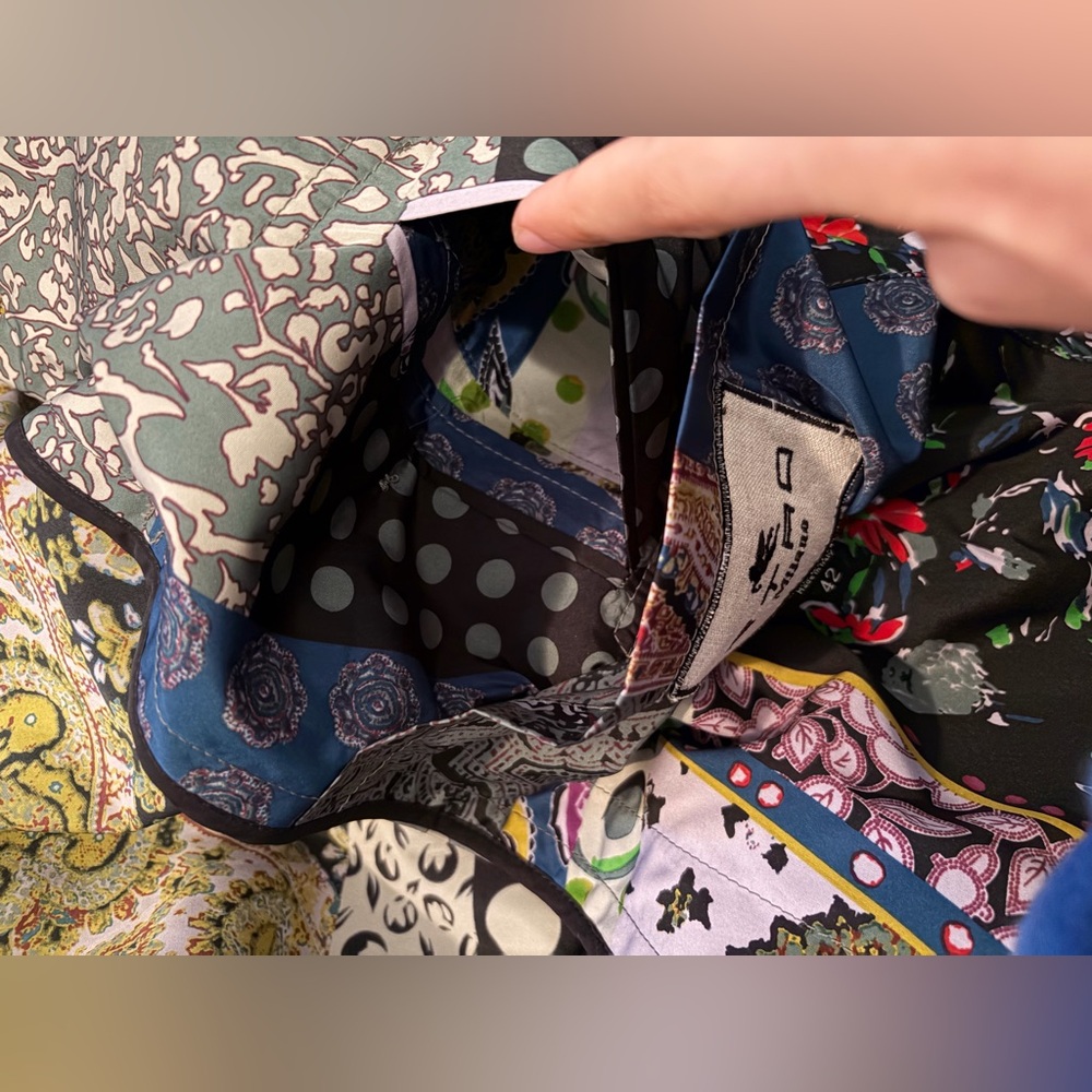 ETRO Milano Colorful Patchwork Belted Trench Coat - Picture 14 of 16